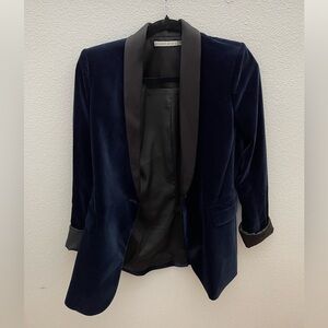 Alice & Olivia navy and black velvet blazer